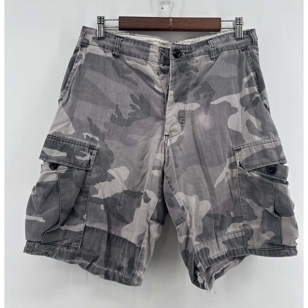 Military Combat Cargo Work Shorts Mens Gray Camouflage Utility BDU Small USA